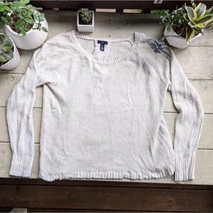 3/15✨ Gap Oatmeal / Cream Color Waffle Pattern Knit Sweater